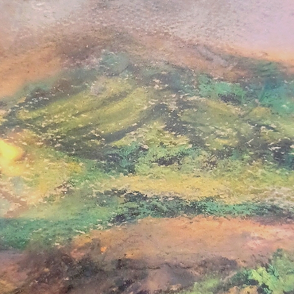 Orignal framed Oil painting of mountains and valleys framed size 4"x6". - Picture 2 of 2